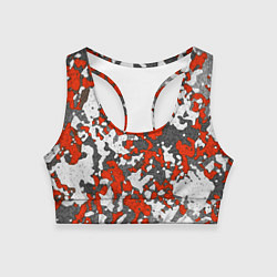 Топик спортивный женский Абстракция серо-красная, цвет: 3D-принт