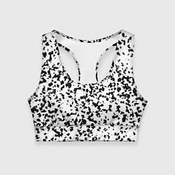 Топик спортивный женский Пятнистый чёрно-белый паттерн, цвет: 3D-принт