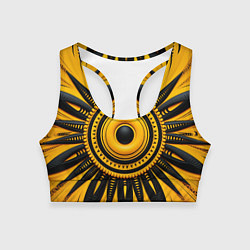 Топик спортивный женский Желто-черный узор в африканском стиле, цвет: 3D-принт
