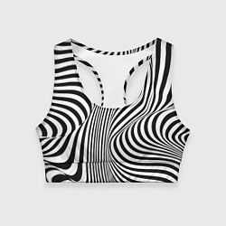 Топик спортивный женский Цвета зебры оптическая иллюзия, цвет: 3D-принт