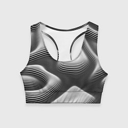 Топик спортивный женский Чёрно белый точечный абстрактный фон, цвет: 3D-принт