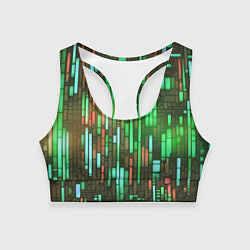 Топик спортивный женский Неоновые полосы зелёные, цвет: 3D-принт