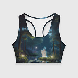 Топик спортивный женский Одинокий призрак в лесу, цвет: 3D-принт