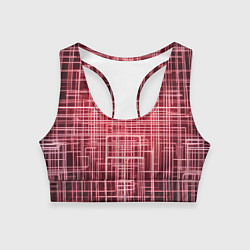 Топик спортивный женский Красные неоновые полосы киберпанк, цвет: 3D-принт