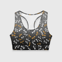 Топик спортивный женский Стрекозы поверх графики, цвет: 3D-принт