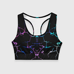 Топик спортивный женский Неоновые трещины узоры, цвет: 3D-принт