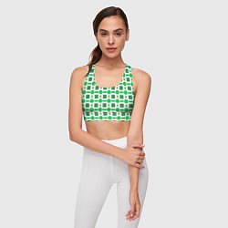 Топик спортивный женский Зелёные кирпичики и белые полосы, цвет: 3D-принт — фото 2