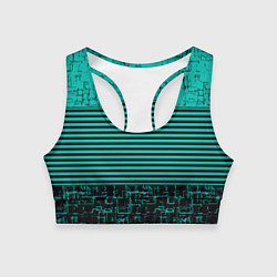 Топик спортивный женский Темно бирюзовый полосатый узор, цвет: 3D-принт