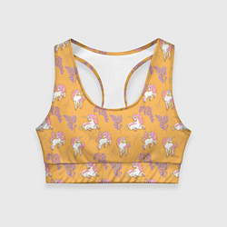 Топик спортивный женский Единорог цветная грива, цвет: 3D-принт