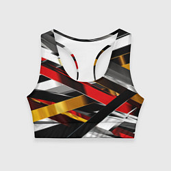 Топик спортивный женский Металлические красные и белые полосы, цвет: 3D-принт