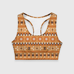 Женский спортивный топ Brown tribal geometric