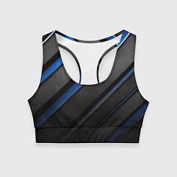 Топик спортивный женский Black blue lines, цвет: 3D-принт