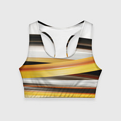 Топик спортивный женский Черные белые желтые полосы, цвет: 3D-принт