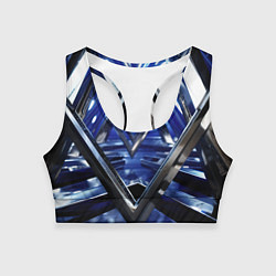 Топик спортивный женский Синяя и черная конструкция абстракция, цвет: 3D-принт