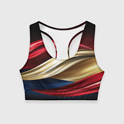 Топик спортивный женский Золотые и красные волны абстракции, цвет: 3D-принт