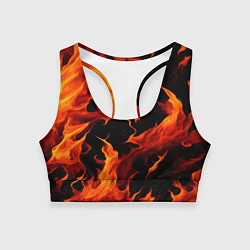 Топик спортивный женский Пламя в темноте, цвет: 3D-принт