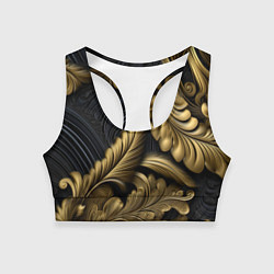 Топик спортивный женский Объемные листья узоры, цвет: 3D-принт