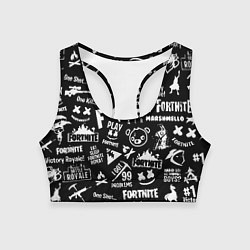 Топик спортивный женский Fortnite alllogo black, цвет: 3D-принт