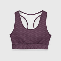 Топик спортивный женский Бордовый геометричные линии, цвет: 3D-принт
