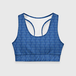 Топик спортивный женский Полосы в квадратах паттерн синий, цвет: 3D-принт