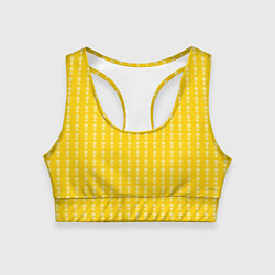 Топик спортивный женский Жёлтый полосы в цветочек, цвет: 3D-принт
