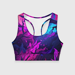 Топик спортивный женский Фиолетовые яркие лепестки, цвет: 3D-принт