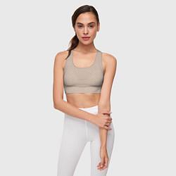 Топик спортивный женский Бежевый паттерн маленькие звёздочки, цвет: 3D-принт — фото 2