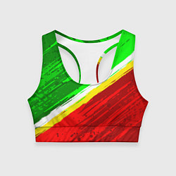 Топик спортивный женский Расцветка Зеленоградского флага, цвет: 3D-принт