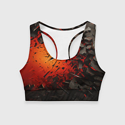Топик спортивный женский Черные камни на красном взрыв, цвет: 3D-принт