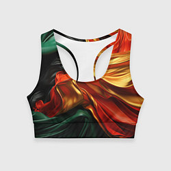 Топик спортивный женский Оранжевая и зеленый абстракция, цвет: 3D-принт