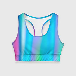 Топик спортивный женский Неоновые голографические линии, цвет: 3D-принт