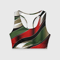 Женский спортивный топ Красные зеленые белые полосы абстракции