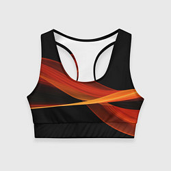 Топик спортивный женский Красные оранжевые абстрактные полосы, цвет: 3D-принт