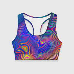 Топик спортивный женский Яркая абстракция волнистых линий, цвет: 3D-принт
