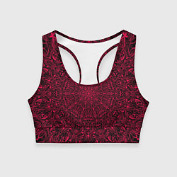 Топик спортивный женский Мандала чёрно-розовый, цвет: 3D-принт