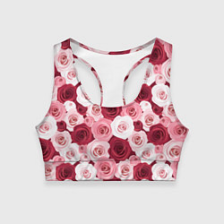 Топик спортивный женский Красные и розовые розы, цвет: 3D-принт