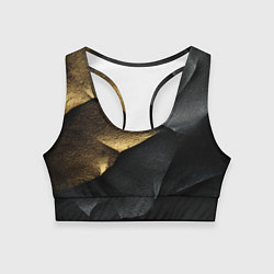 Топик спортивный женский Черная текстура с золотистым напылением, цвет: 3D-принт