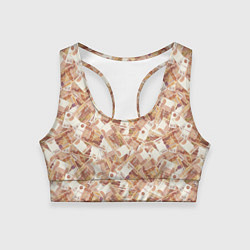 Топик спортивный женский Деньги - купюры в 5 тысяч рублей, цвет: 3D-принт