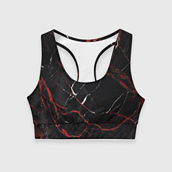 Топик спортивный женский Черно-красный мрамор, цвет: 3D-принт