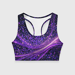 Топик спортивный женский Фиолетовые сверкающие абстрактные волны, цвет: 3D-принт