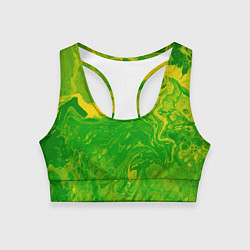 Топик спортивный женский Зеленые подтеки, цвет: 3D-принт