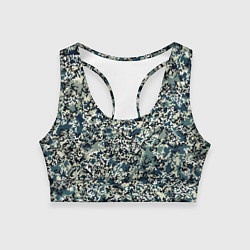 Топик спортивный женский Бирюзовый хаки абстрактный пааттерн, цвет: 3D-принт