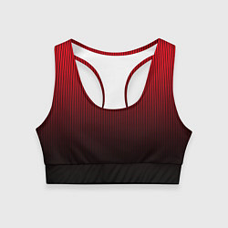 Топик спортивный женский Красно-чёрный градиент в полоску, цвет: 3D-принт
