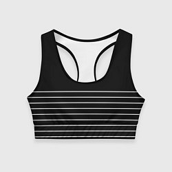 Топик спортивный женский Чёрный в белую тонкую полоску, цвет: 3D-принт