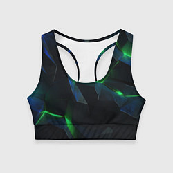 Топик спортивный женский Объемная геометрическая зеленая неоновая абстракци, цвет: 3D-принт