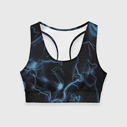 Топик спортивный женский Синие неоновые молнии, цвет: 3D-принт
