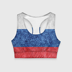 Топик спортивный женский Флаг России разноцветный, цвет: 3D-принт