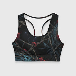 Топик спортивный женский Череп и кровавые ягоды, цвет: 3D-принт