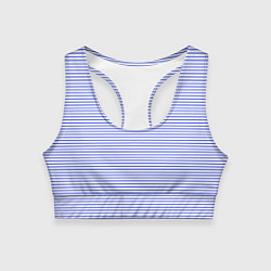 Топик спортивный женский Белый в тонкую синюю полоску, цвет: 3D-принт