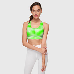 Топик спортивный женский Зелёные лепестки шестиугольники, цвет: 3D-принт — фото 2